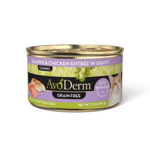 Avoderm Wet Cat Can Grain Free Salmon Chicken Chunks 3oz