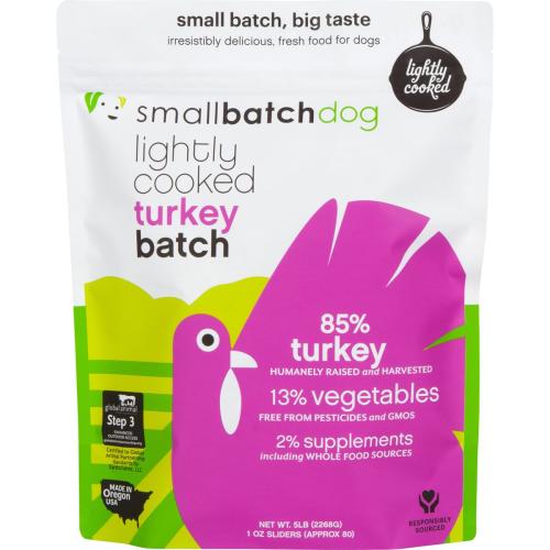 Smallbatch Frozen Dog Lightly Cooked Turkey Sliders 5#