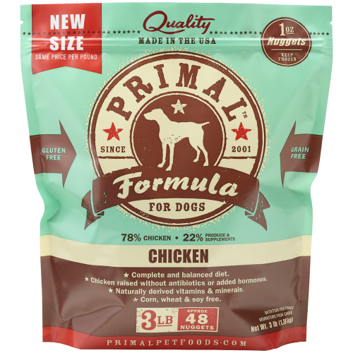 Primal Frozen Dog Raw Chicken Nuggets 3#