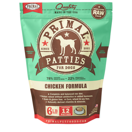 Primal Frozen Dog Raw Chicken Patties 6#