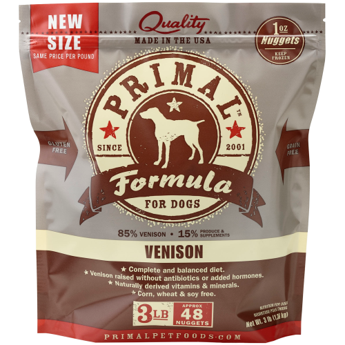 Primal Frozen Dog Raw Venison Nuggets 3#
