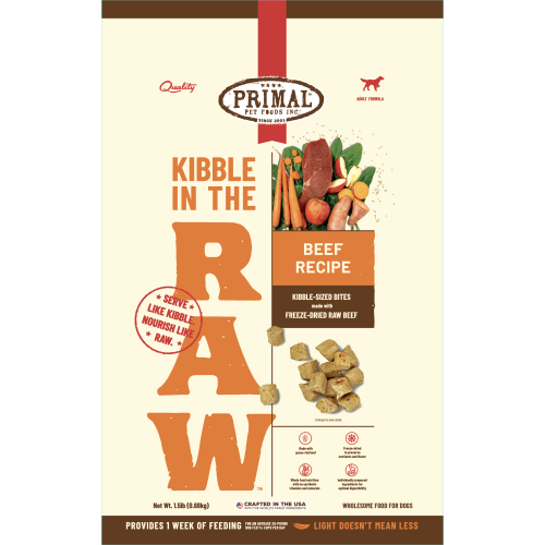 Primal Freeze-Dried Dog Kibble Beef 1.5#