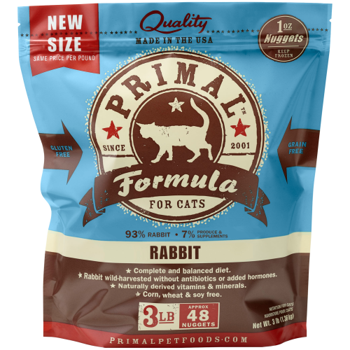 Primal Frozen Cat Raw Rabbit Nuggets 3#