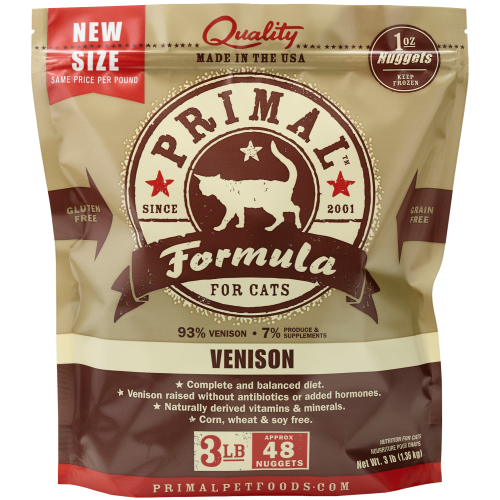 Primal Frozen Cat Raw Venison Nuggets 3#