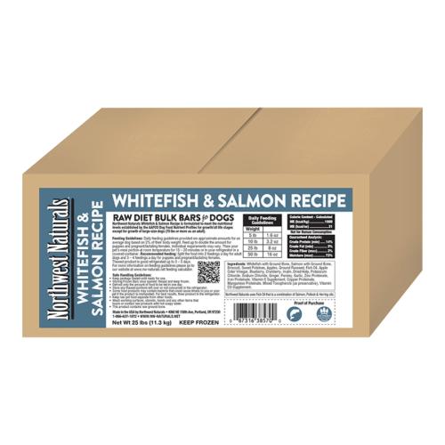 Northwest Frozen Dog Raw Whitefish Salmon Bulk Box 25#