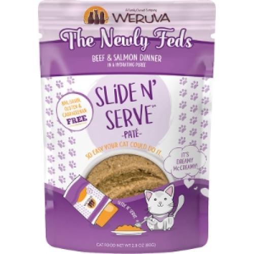 Weruva Slide N' Serve Wet Cat Pouch The Newly Feds Beef Salmon 3oz