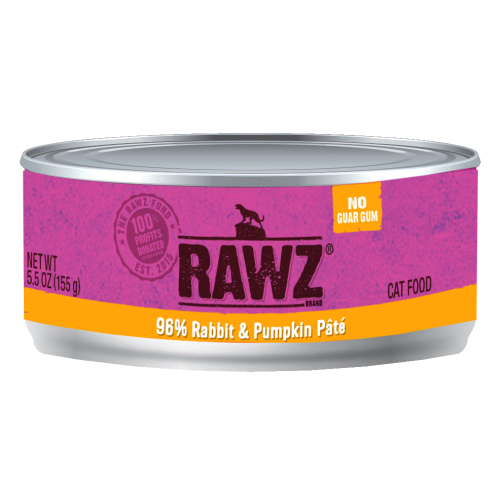 Rawz Wet Cat Can 96% Rabbit Pumpkin Pate 5.5oz