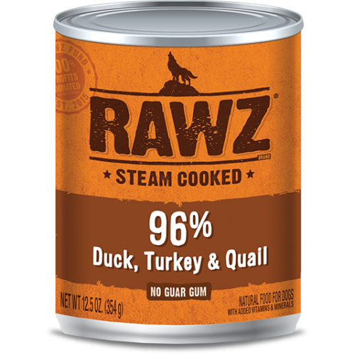 Rawz Wet Dog Can 96% Duck Turkey Quail Pate 12.5oz