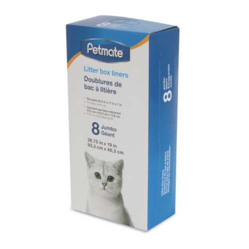 Petmate Litter Pan Liners Clear  Jumbo 8ct