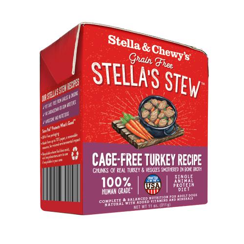 Stella Chewy's Wet Dog Tetra Cage Free Turkey Stew 11oz