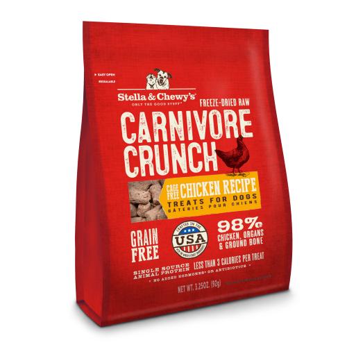 Stella Chewy's Freeze-Dried Dog Treat Chicken Carnivore Crunch 3.25oz