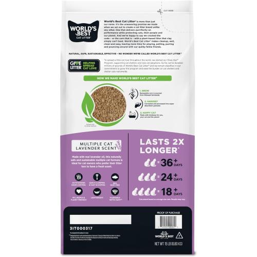 World's Best Cat Litter Multiple Cat Lavender Scented 15#