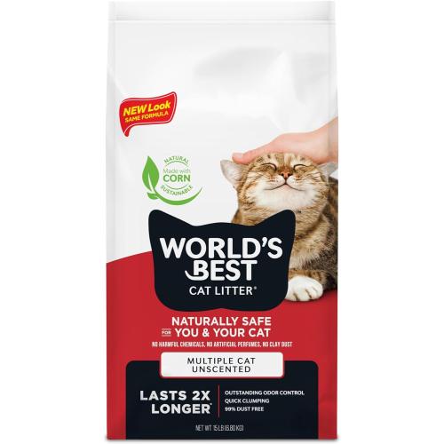 World's Best Cat Litter Multiple Cat Unscented Cat Litter 15#