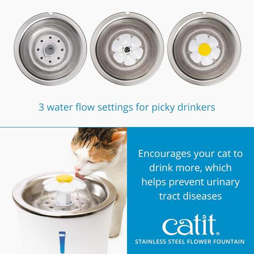 Catit Flower Cat Fountain Stainless Steel 100 fl oz