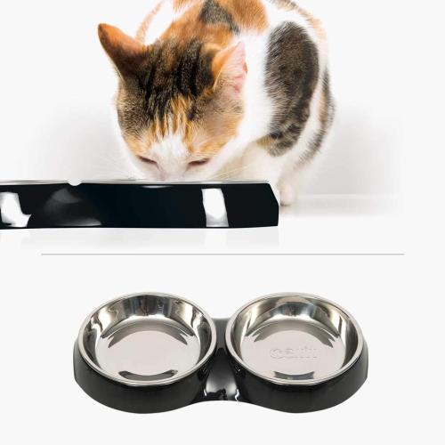 Catit Cat Double Bowl Black