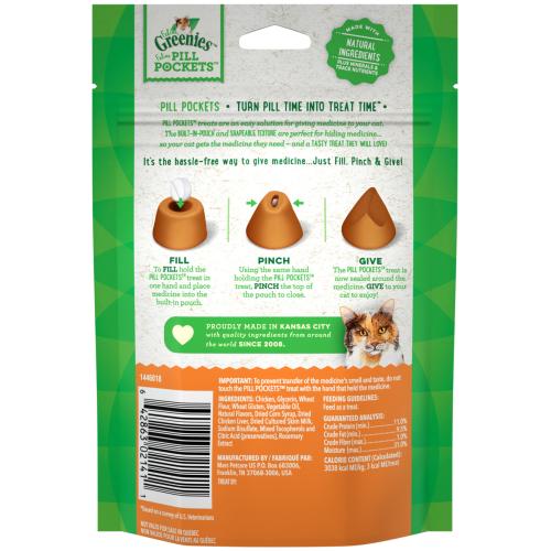 Greenies Cat Treat Chicken Pill Pocket 1.6oz