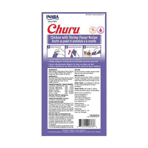 Inaba Cat Treat Churu Chicken & Shrimp 0.5oz 4pk
