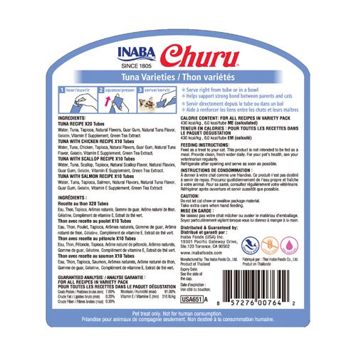 Inaba Cat Treat Churu Tuna Variety Tub 0.5oz 50pk