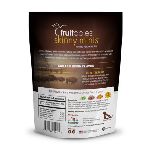 Fruitables Dog Treat Grilled Bison Skinny Minis 5oz