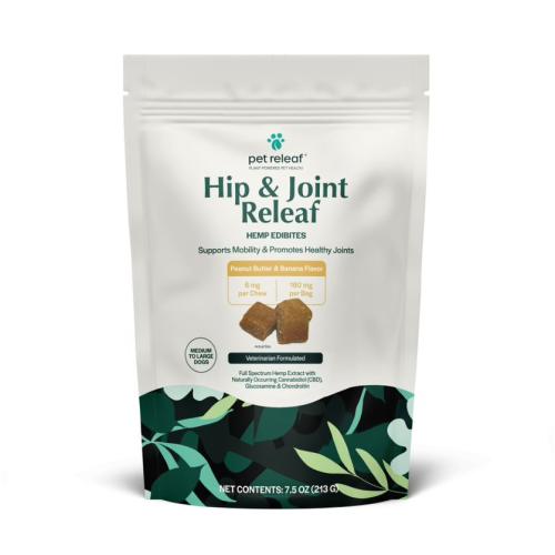 Pet Releaf Dog Edibites Hip & Joint Peanut Butter & Banana 6mg CBD Md/Lg 7.5oz