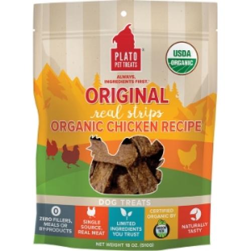 Plato Dog Treat Original Organic Chicken Strips 18oz