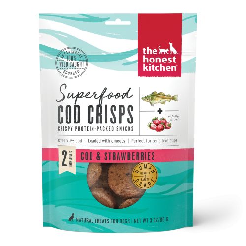 The Honest Kitchen Dog Treat Cod & Strawberry Crisps 3oz