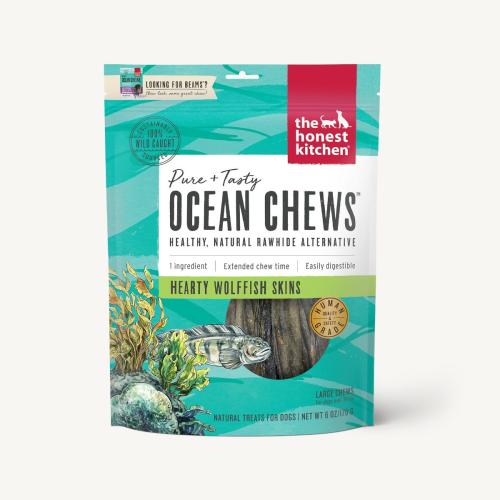 The Honest Kitchen Dog Treat Ocean Chews Wolffish Skin Large 6oz