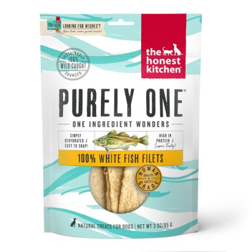 The Honest Kitchen Dog Treat Purely One White Fish Fillets 3oz