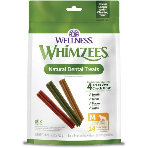 Whimzees Dog Treat Dental Stix Medium 14.8oz 14ct