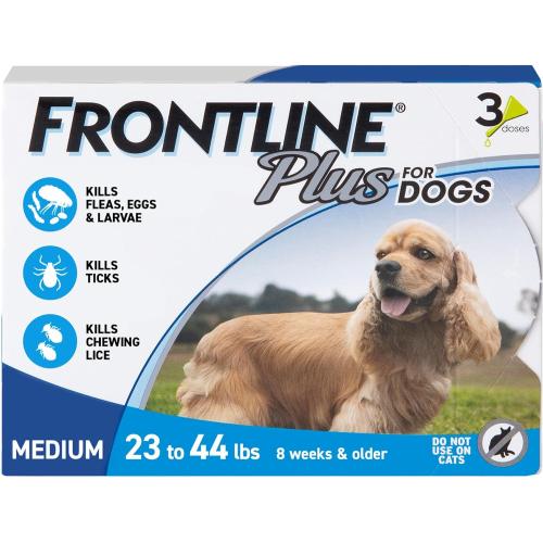 Frontline Plus Dog Flea Meds Blue Box 23-44# 3pk