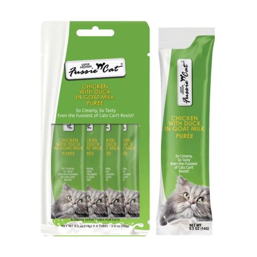 Fussie Cat Treat Chicken with Duck in Goat Milk Puree 2oz 4pk