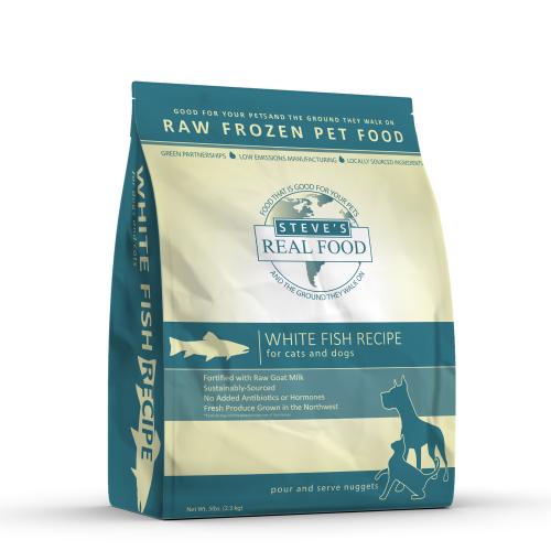 Steve's Frozen Dog Cat Raw White Fish Recipe Nuggets 5#