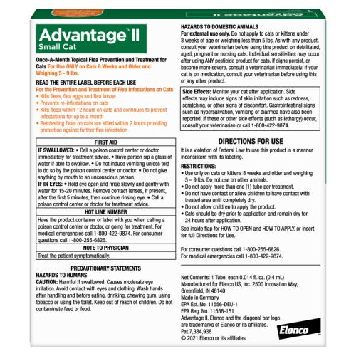 Advantage II Cat Flea Treatment Orange 5-9# 1pk