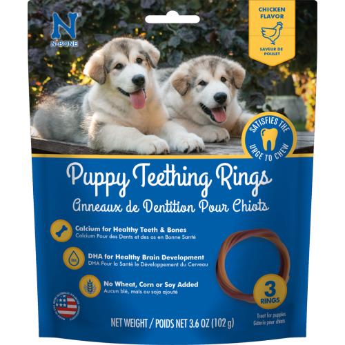 Nbone Dog Treat Puppy Teething Ring Chicken 3.6oz 3pk