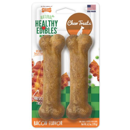 Nylabone Dog Treat Edible Bacon Wolf 2pk