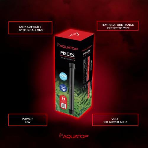 Aquatop Aquarium Supply Preset Nano Heater 10W