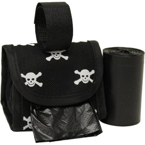 Five Star Pet Poop Bag Dispenser Black with White Skulls