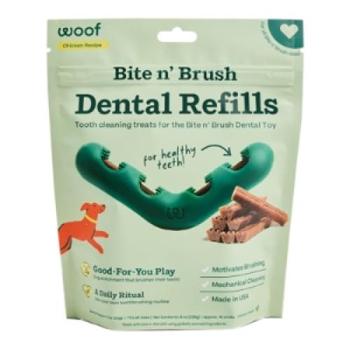 Woof Dog Toy Bite n Brush Refills Chicken 18pk