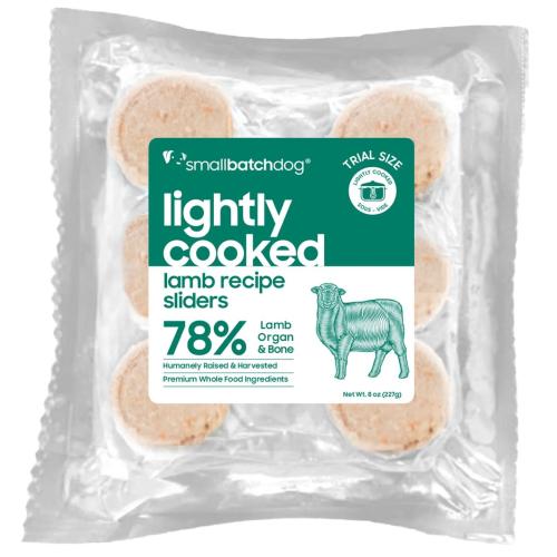 Smallbatch Frozen Dog Lightly Cooked Lamb Sliders Trial 8oz