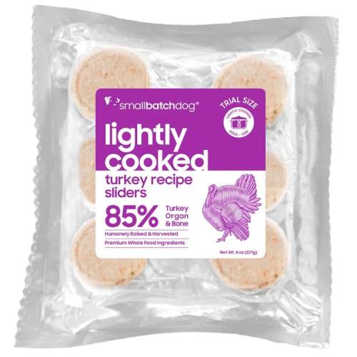 Smallbatch Frozen Dog Lightly Cooked Turkey Sliders Trial 8oz