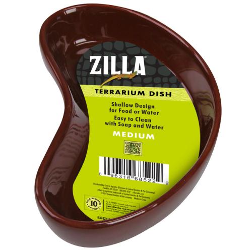 Zilla Reptile Terrarium Dish Ceramic Kidney Medum