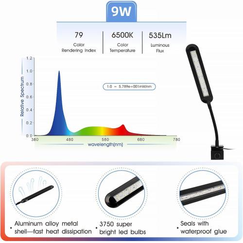 Hygger Aquarium Supply Nano Clip-On LED Light 9W