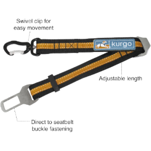 KURGO DOG SUP SEATBELT THETHER BLUE