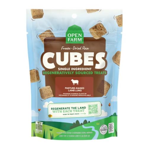 Open Farm Dog Treat Freeze-Dried Cubes Lamb Lung 3oz