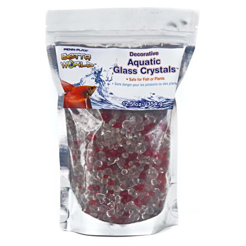 Penn Plax Aquarium Decor Glass Crystals Red & Clear