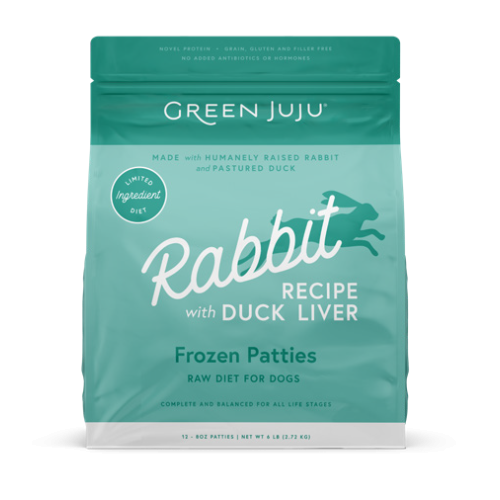 Green Juju Frozen Dog Cat Raw Rabbit with Duck Liver Patties 6#