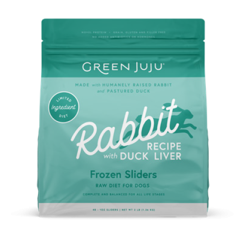 Green Juju Frozen Dog Cat Raw Rabbit with Duck Liver Sliders 3#