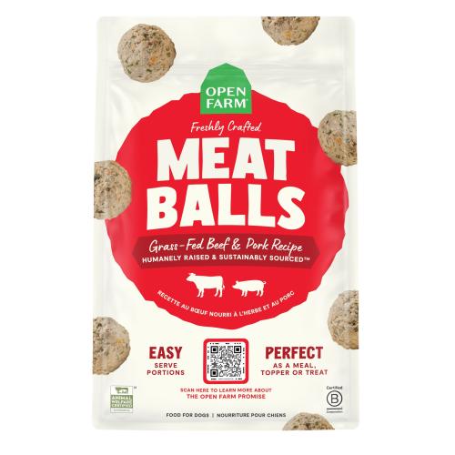 Open Farm Frozen Dog Meat Balls Beef Pork 14oz