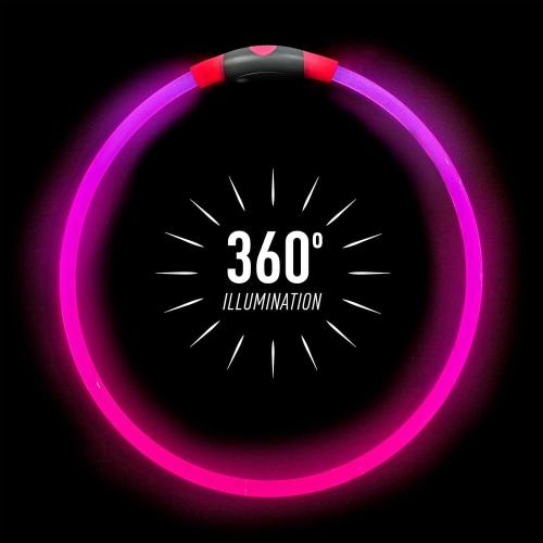 Nite Ize Dog Collar Rechargeable LED Necklace Pink
