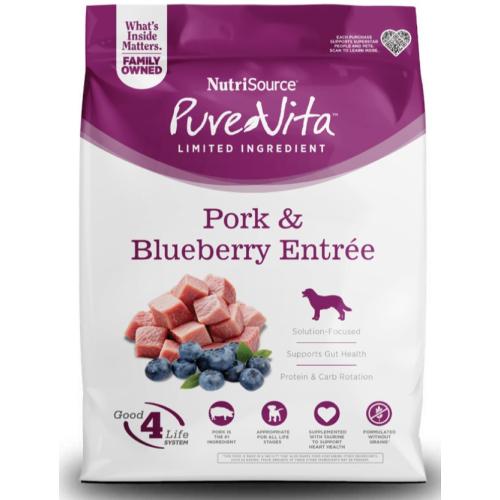 Pure Vita Dry Dog Grain Free Pork Blueberry 25#